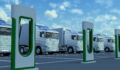 Electric trucks in charging station