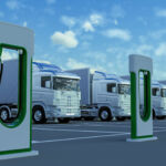 Electric trucks in charging station