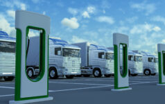 Electric trucks in charging station