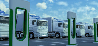 Electric trucks in charging station